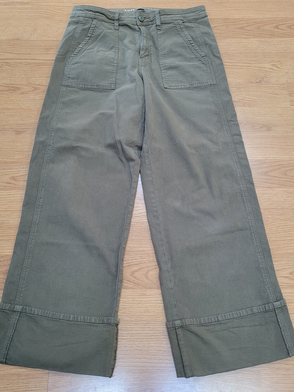 American Eagle Outfitters Stovepipe Olive Green Wide-Leg Jeans